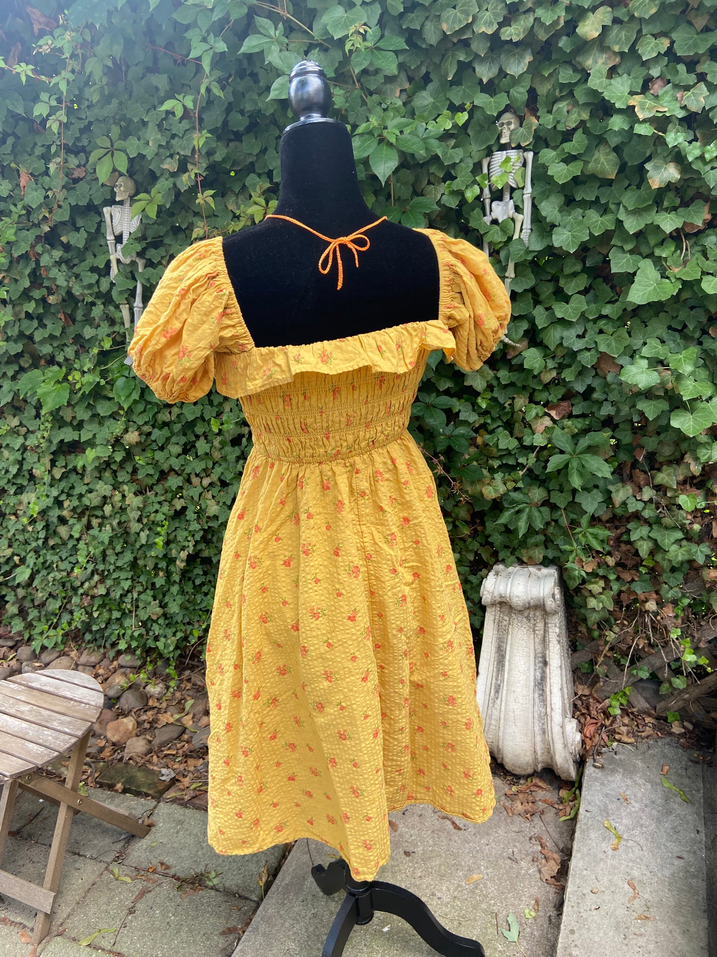 Adorable Yellow Puff Sleeve Dress