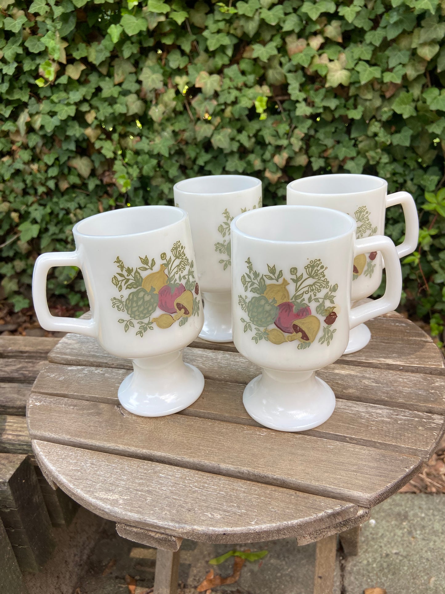 Vintage Milk Glass Mushroom Mugs