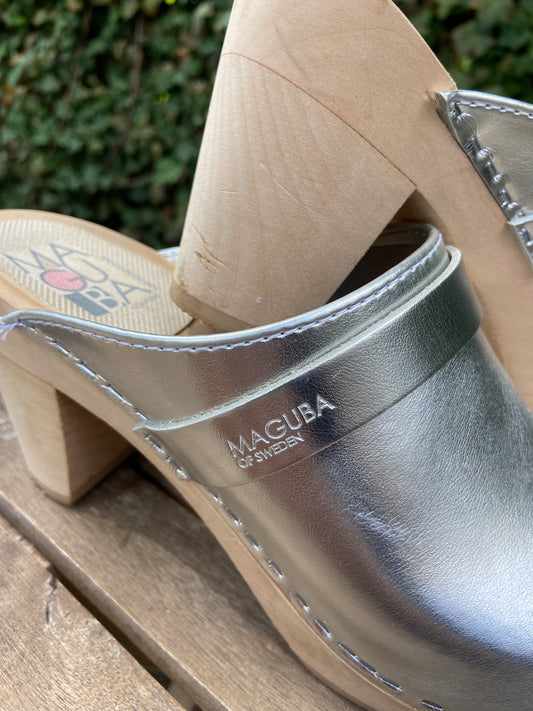 Silver Maguba Swedish Clogs