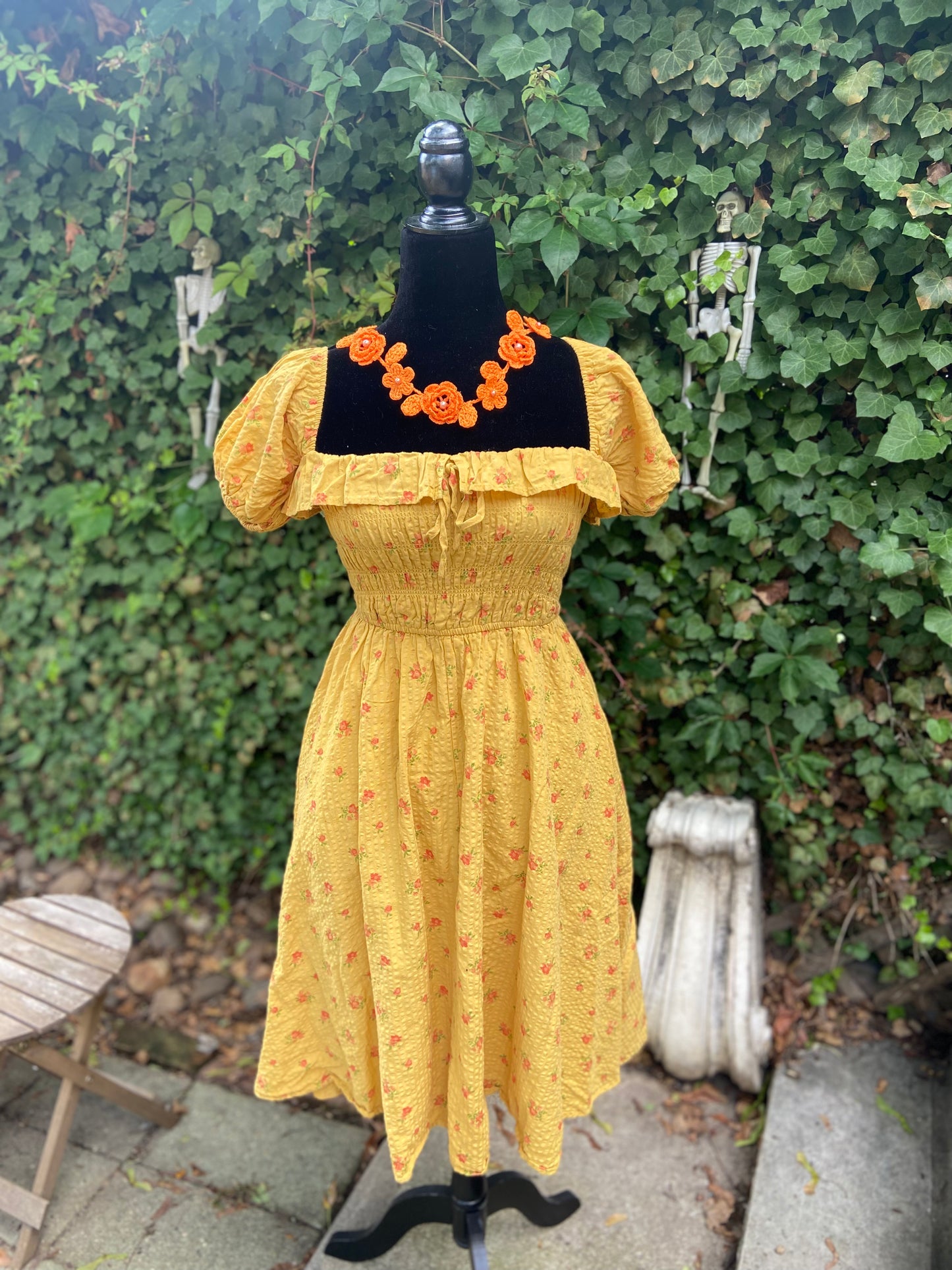 Adorable Yellow Puff Sleeve Dress