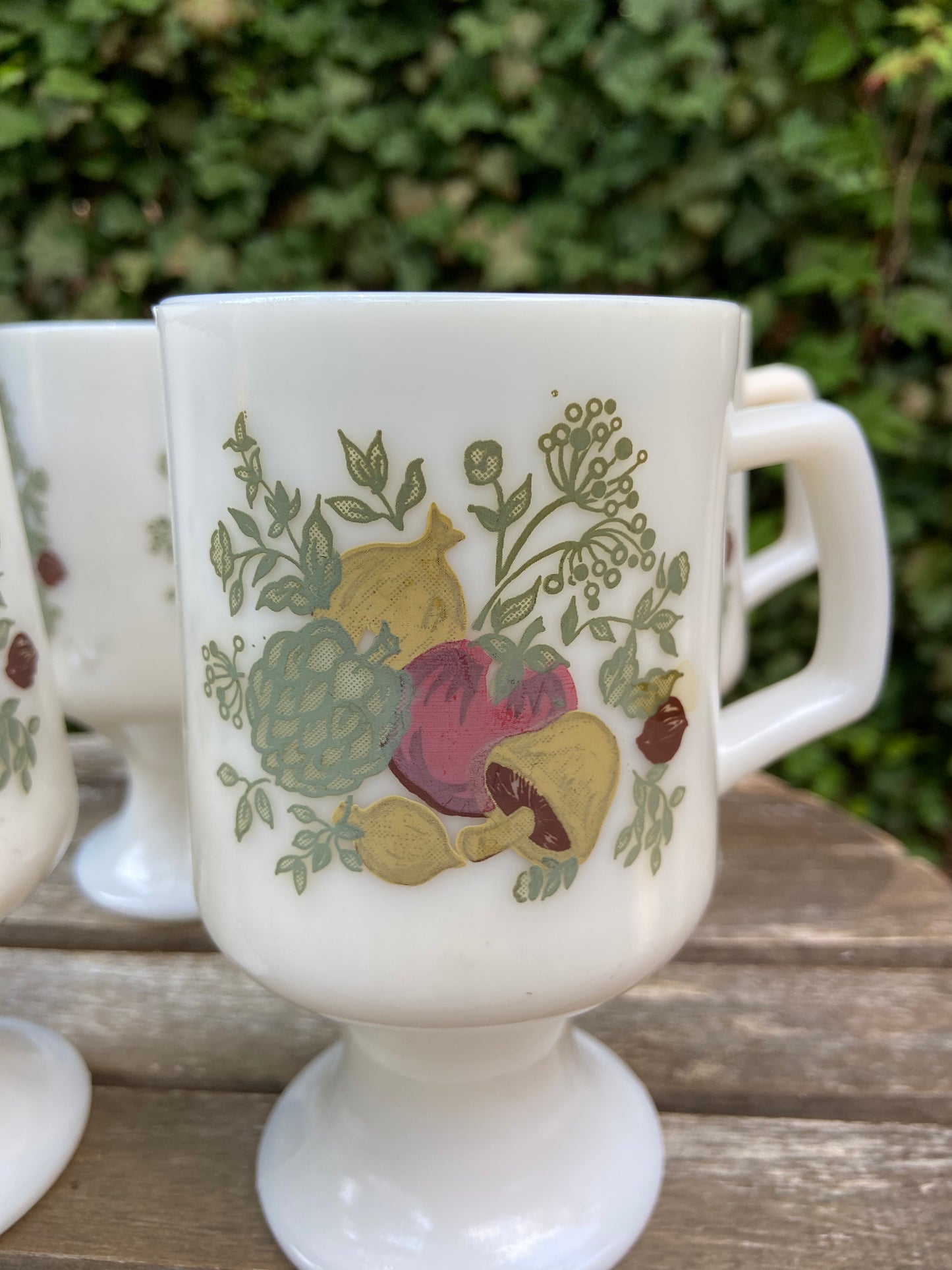 Vintage Milk Glass Mushroom Mugs